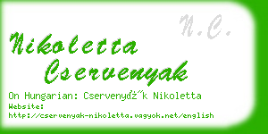 nikoletta cservenyak business card